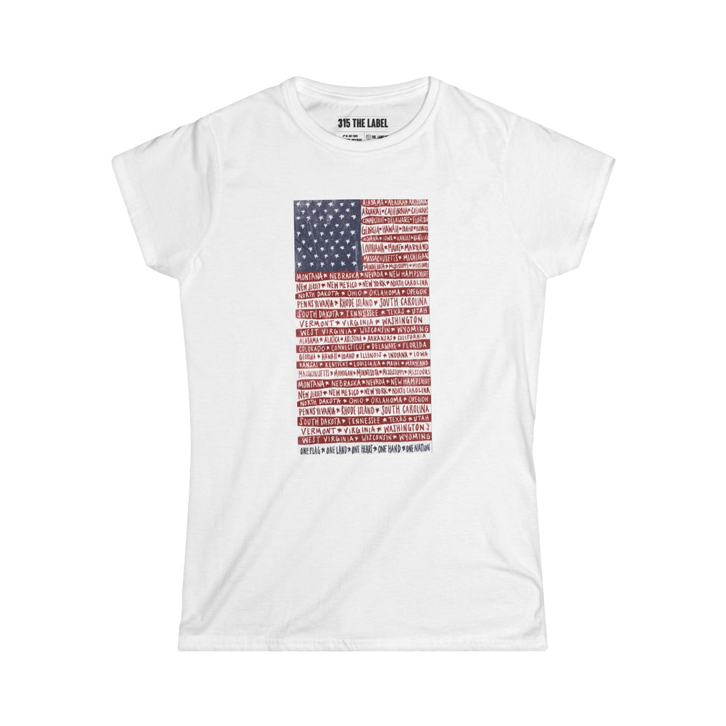 17. 50 States Flag Sunrise Fourth of July Women's Tee, Summer Shirt, Patriotic Apparel, 4th of July Celebration, Independence Day Outfit, Casual Style