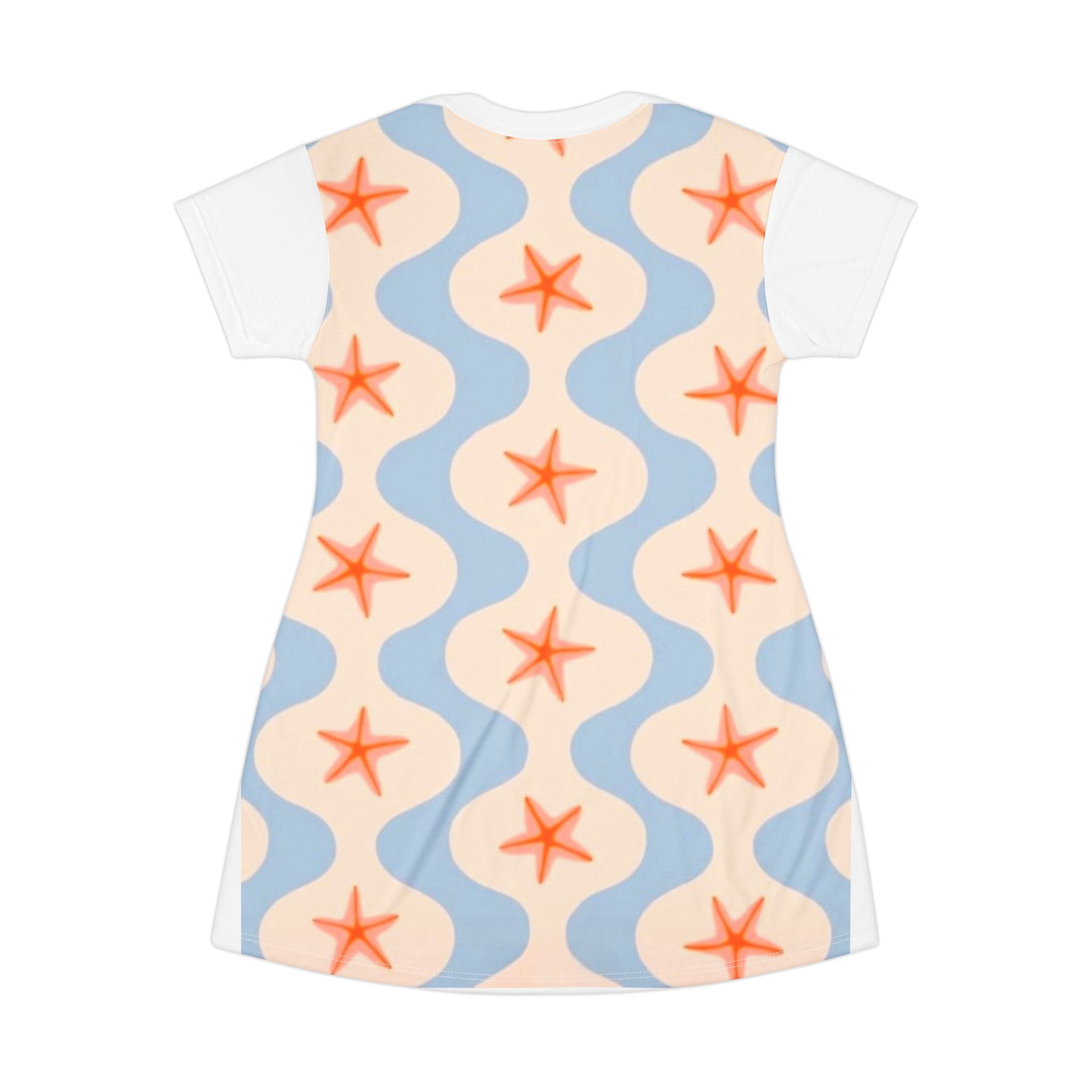 Starfish Wave T-Shirt Dress — Coastal Summer AOP Beachwear