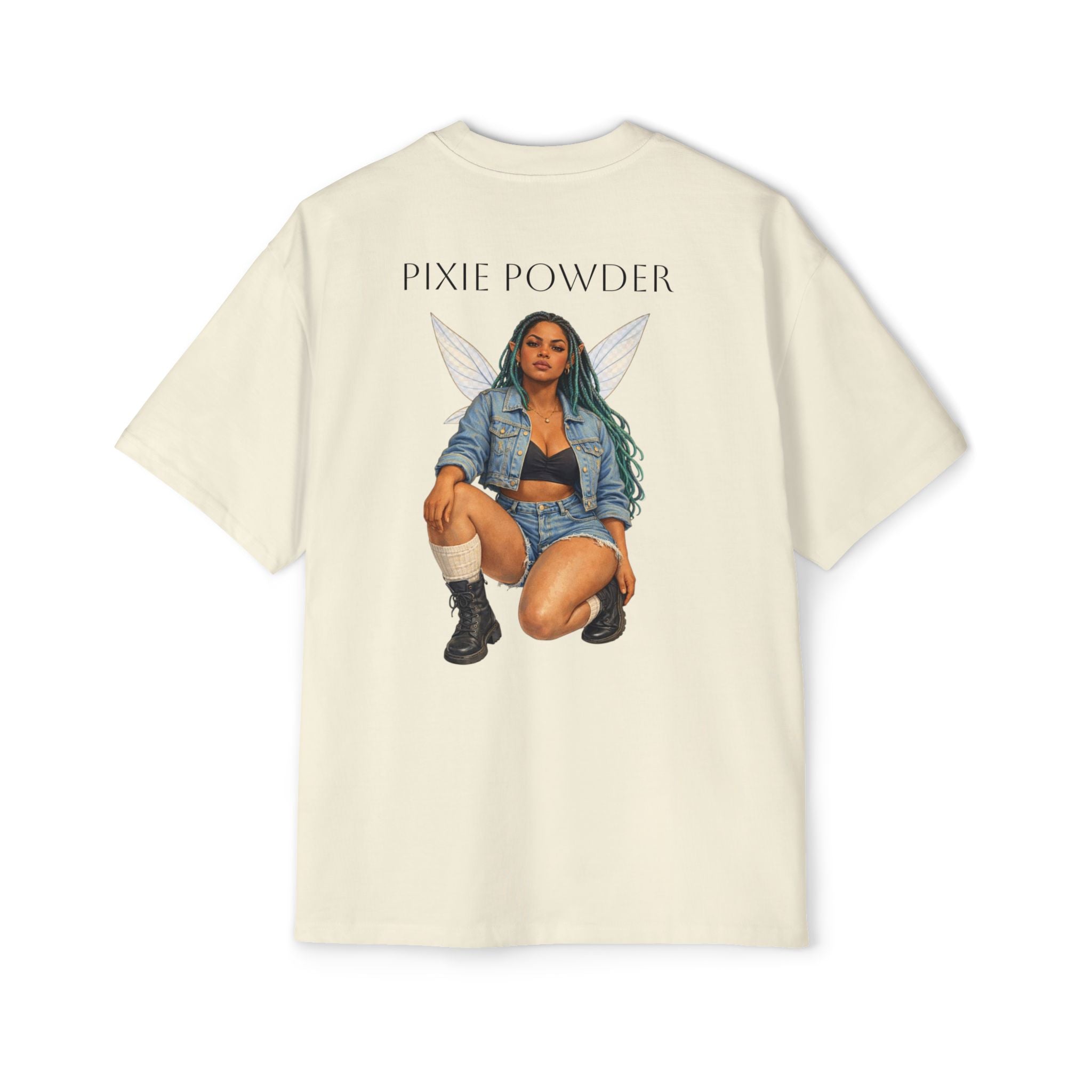 Pixie Powder Tee — Women’s Fairy Graphic Oversized T-Shirt