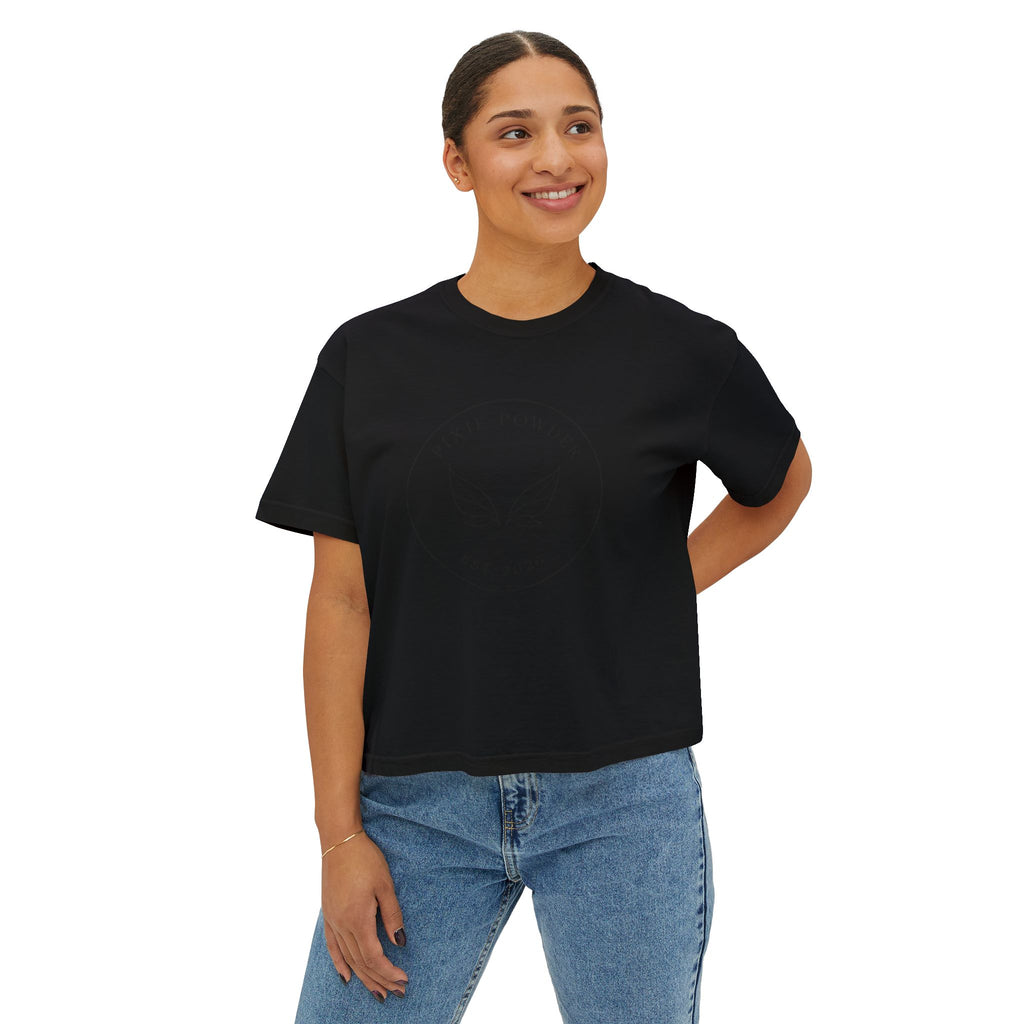 Pixie Powder Boxy Tee — Women's Fairy Logo Crop T-Shirt