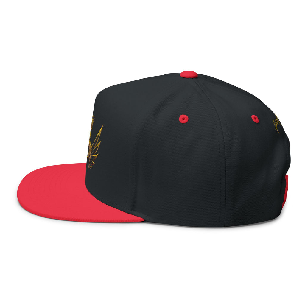 Embroidered Gold Crown Wing Snapback Cap — Monogram 'P' Flat Bill Hat
