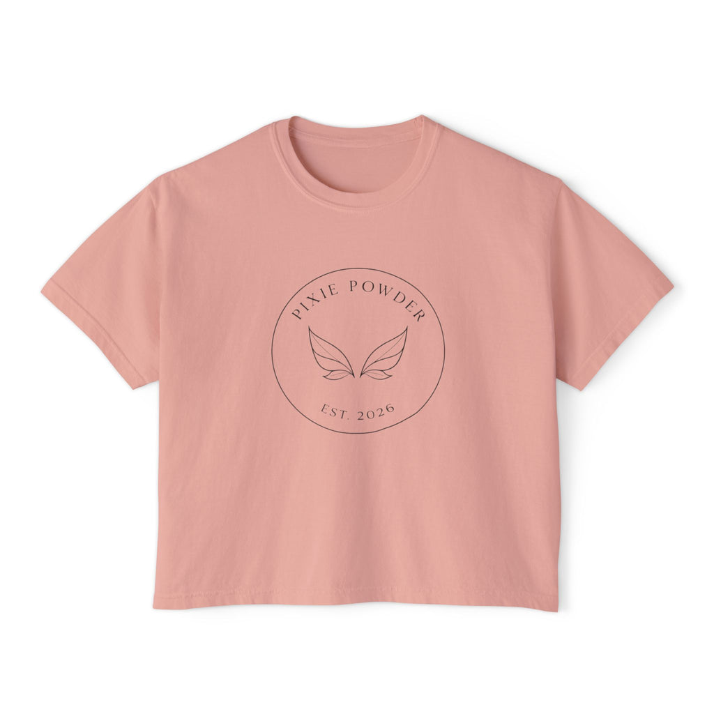 Pixie Powder Boxy Tee — Women's Fairy Logo Crop T-Shirt