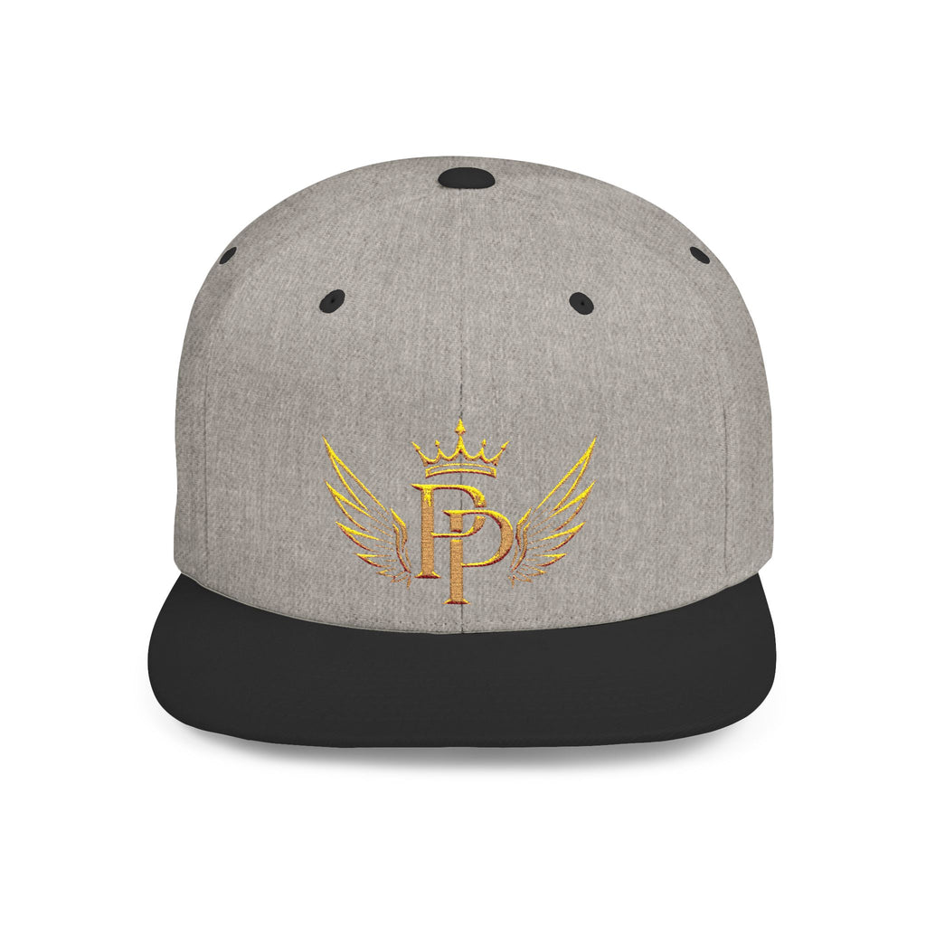 Snapback Hat — Gold Crown & Wings Monogram "P" Embroidered Flat Bill
