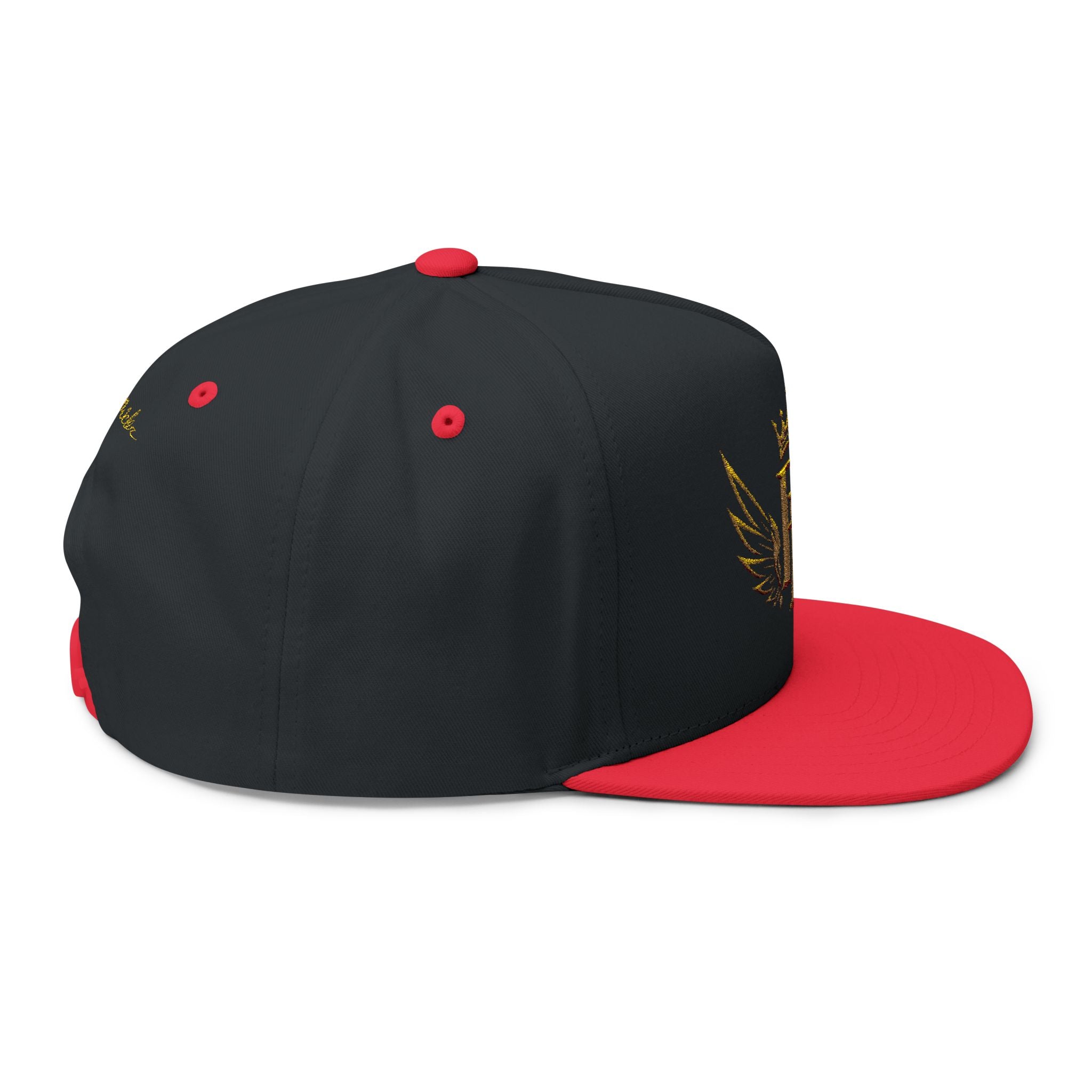 Embroidered Gold Crown Wing Snapback Cap — Monogram 'P' Flat Bill Hat