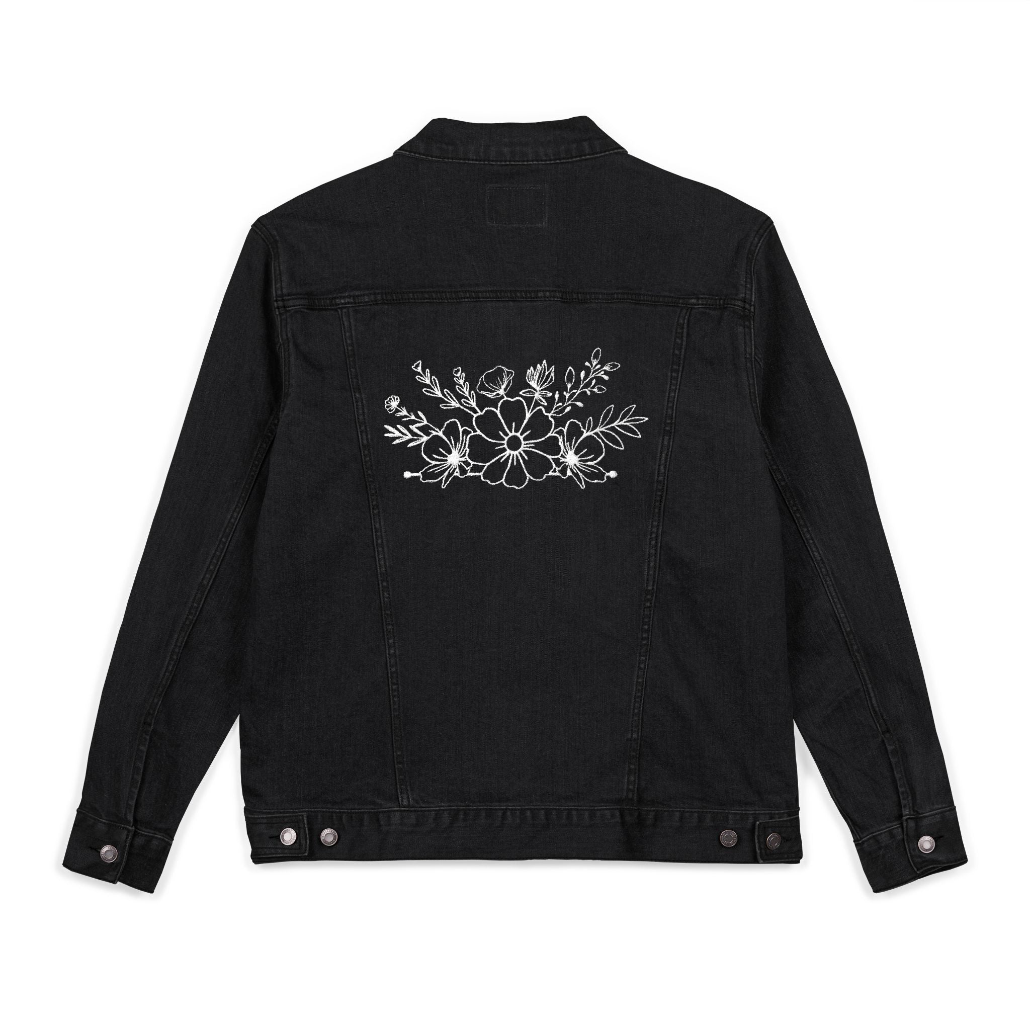Black and White Chic Embroidered Unisex Denim Jacket - Perfect Gift for Fashion Lovers, Everyday Wear, Seasonal Style, Festival Outfit, Casual Layering