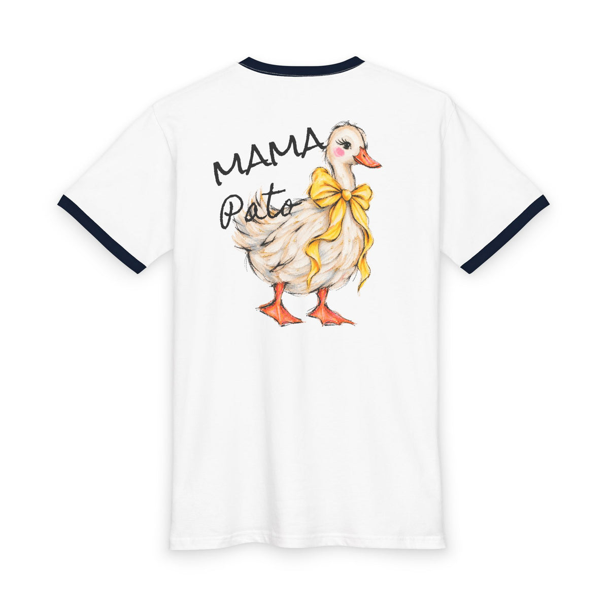 Duck Family Ringer Tee — Cute Ducklings Front & "Mama Duck" Back