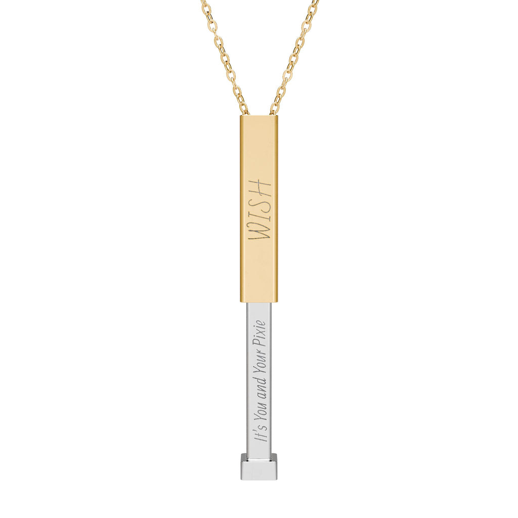 Hidden Message Sliding Bar Necklace — Engravable Secret Message Pendant