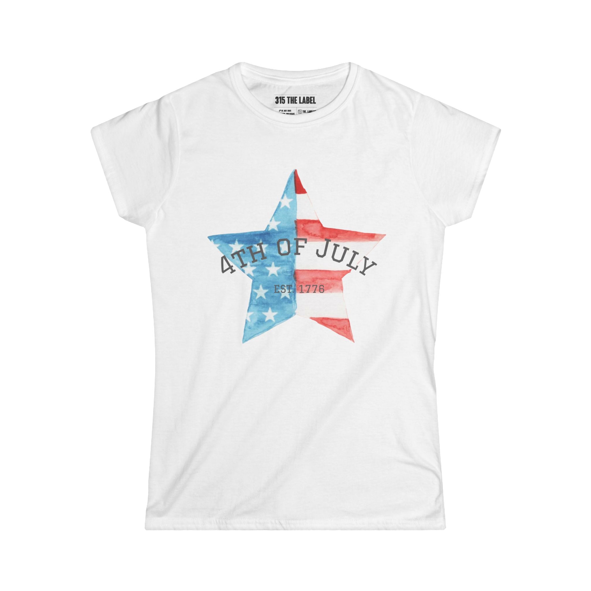 19. Water Color Star Fourth of July Women's Tee, Summer Shirt, Patriotic Apparel, 4th of July Celebration, Independence Day Outfit, Casual Style