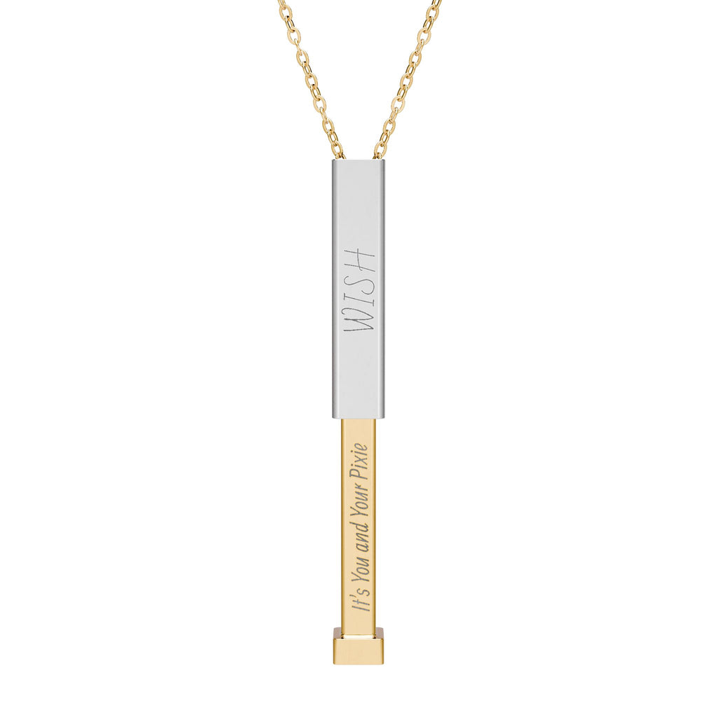 Hidden Message Sliding Bar Necklace — Engravable Secret Message Pendant