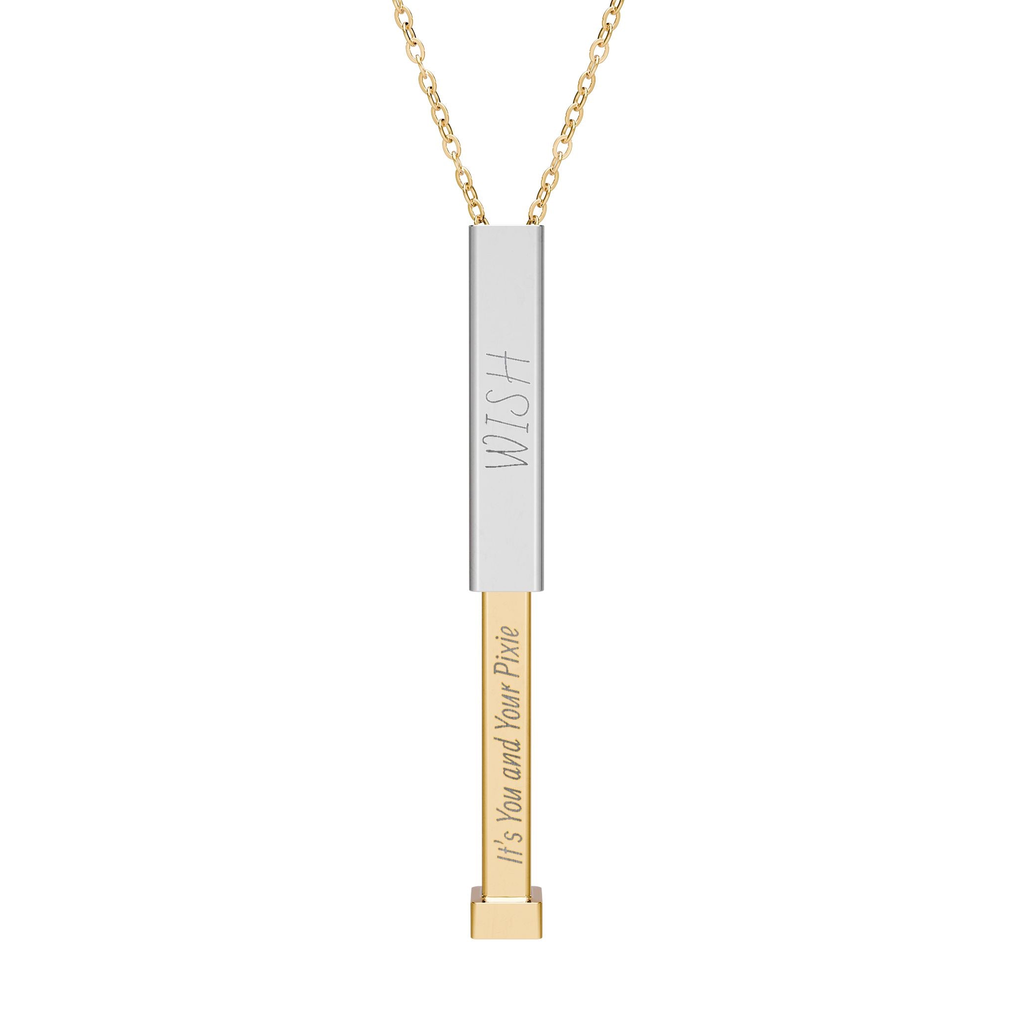 Hidden Message Sliding Bar Necklace — Engravable Secret Message Pendant