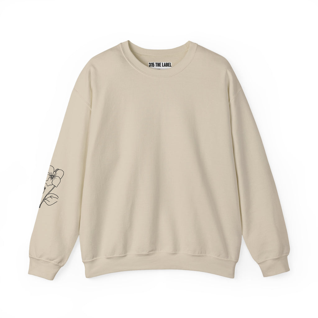 February Floral Design Unisex Crewneck Sweatshirt - Cozy & Stylish Essential