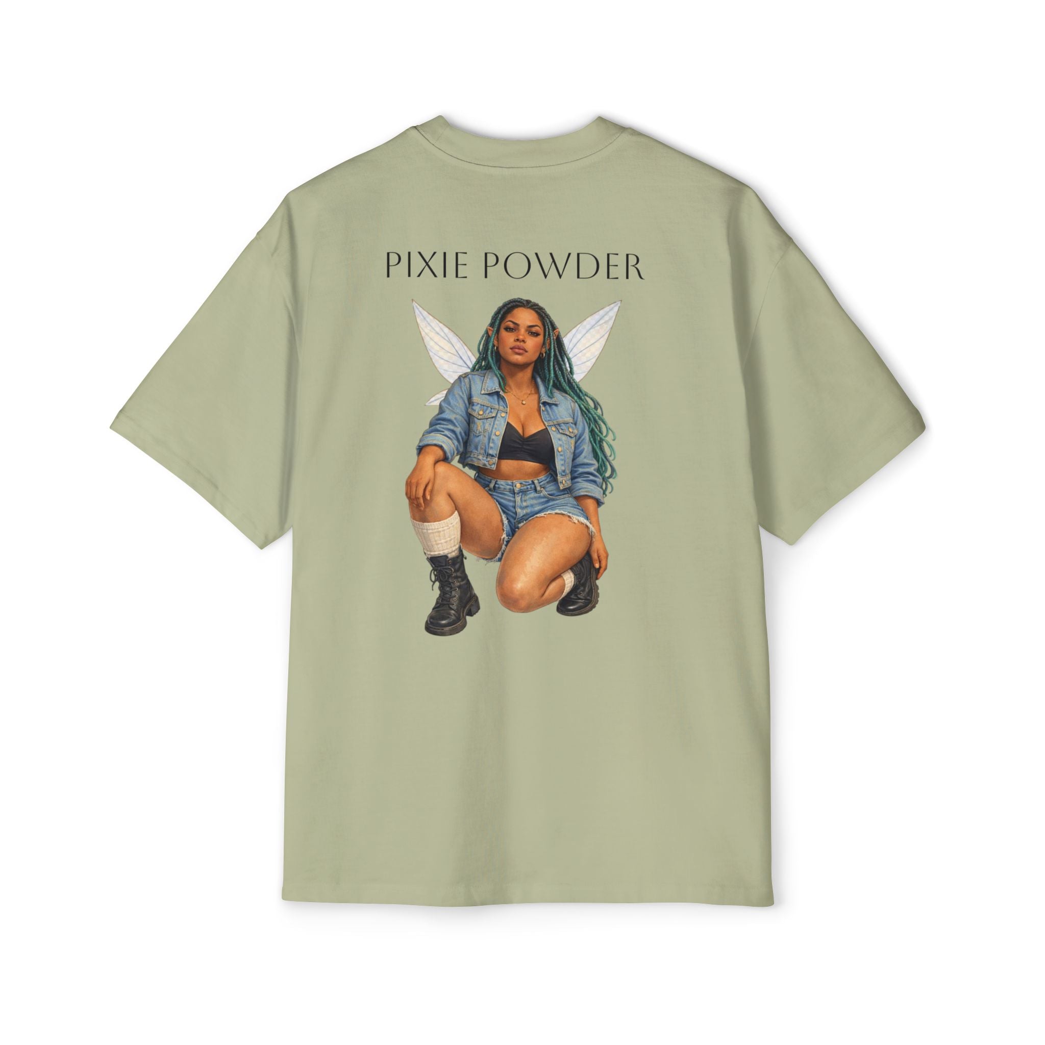 Pixie Powder Tee — Women’s Fairy Graphic Oversized T-Shirt
