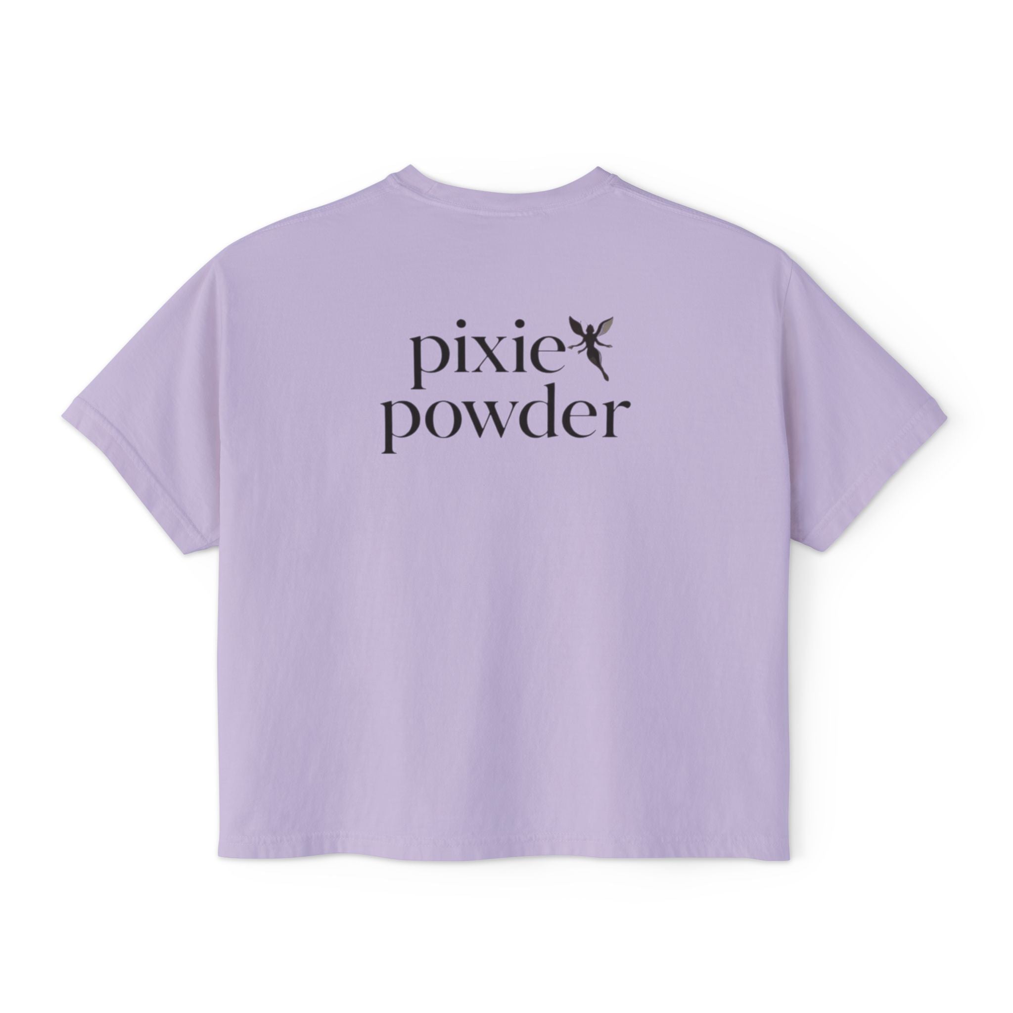 Pixie Powder Boxy Tee — Women's Fairy Logo Crop T-Shirt