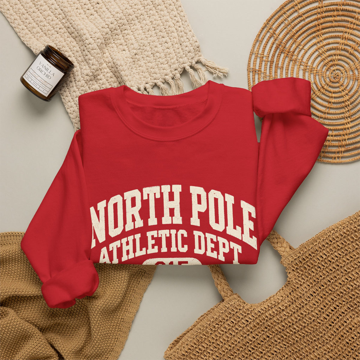 North Pole Athletic Dept. Crewneck Sweatshirt – Vintage Holiday Cozy Pullover