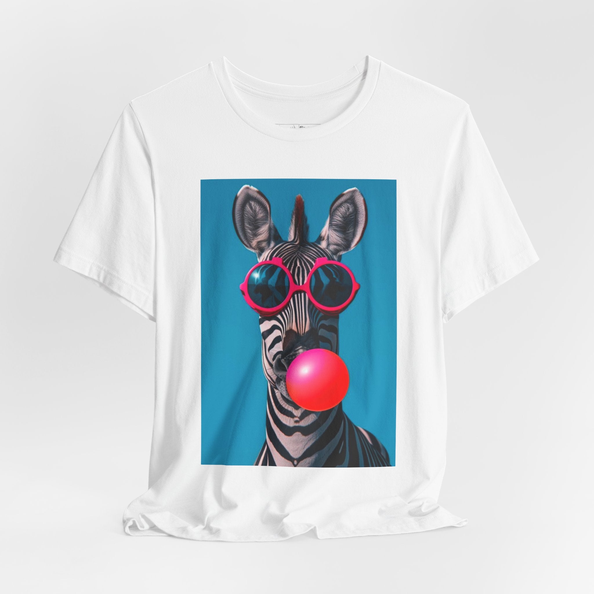 Zebra with bubble gum