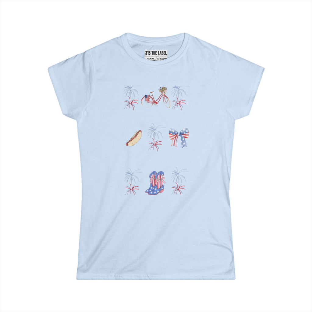 9. Fire Works Fourth of July Women's Tee, Summer Shirt, Patriotic Apparel, 4th of July Celebration, Independence Day Outfit, Casual Style