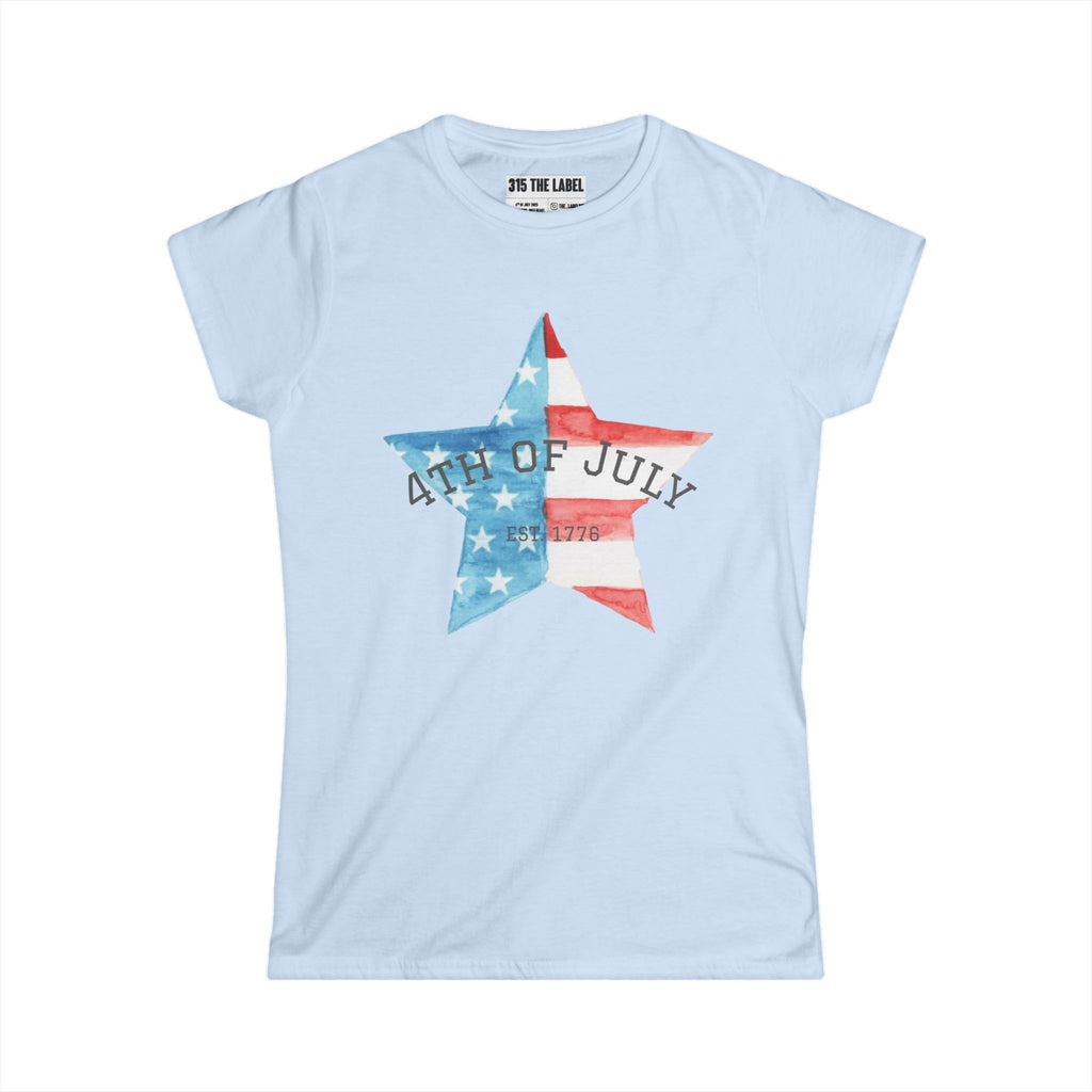19. Water Color Star Fourth of July Women's Tee, Summer Shirt, Patriotic Apparel, 4th of July Celebration, Independence Day Outfit, Casual Style