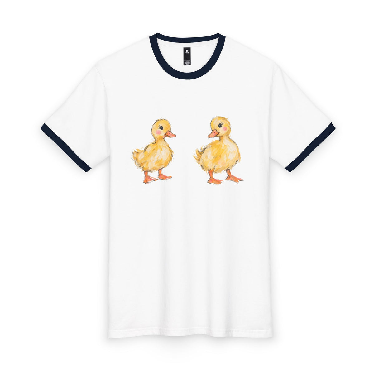 Duck Family Ringer Tee — Cute Ducklings Front & "Mama Duck" Back