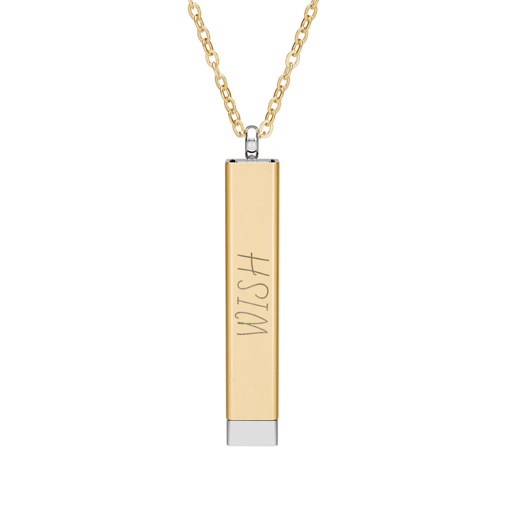 Hidden Message Sliding Bar Necklace — Engravable Secret Message Pendant