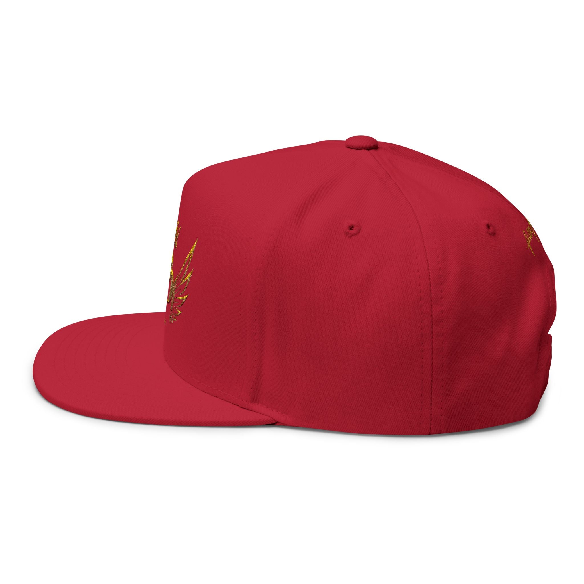 Embroidered Gold Crown Wing Snapback Cap — Monogram 'P' Flat Bill Hat