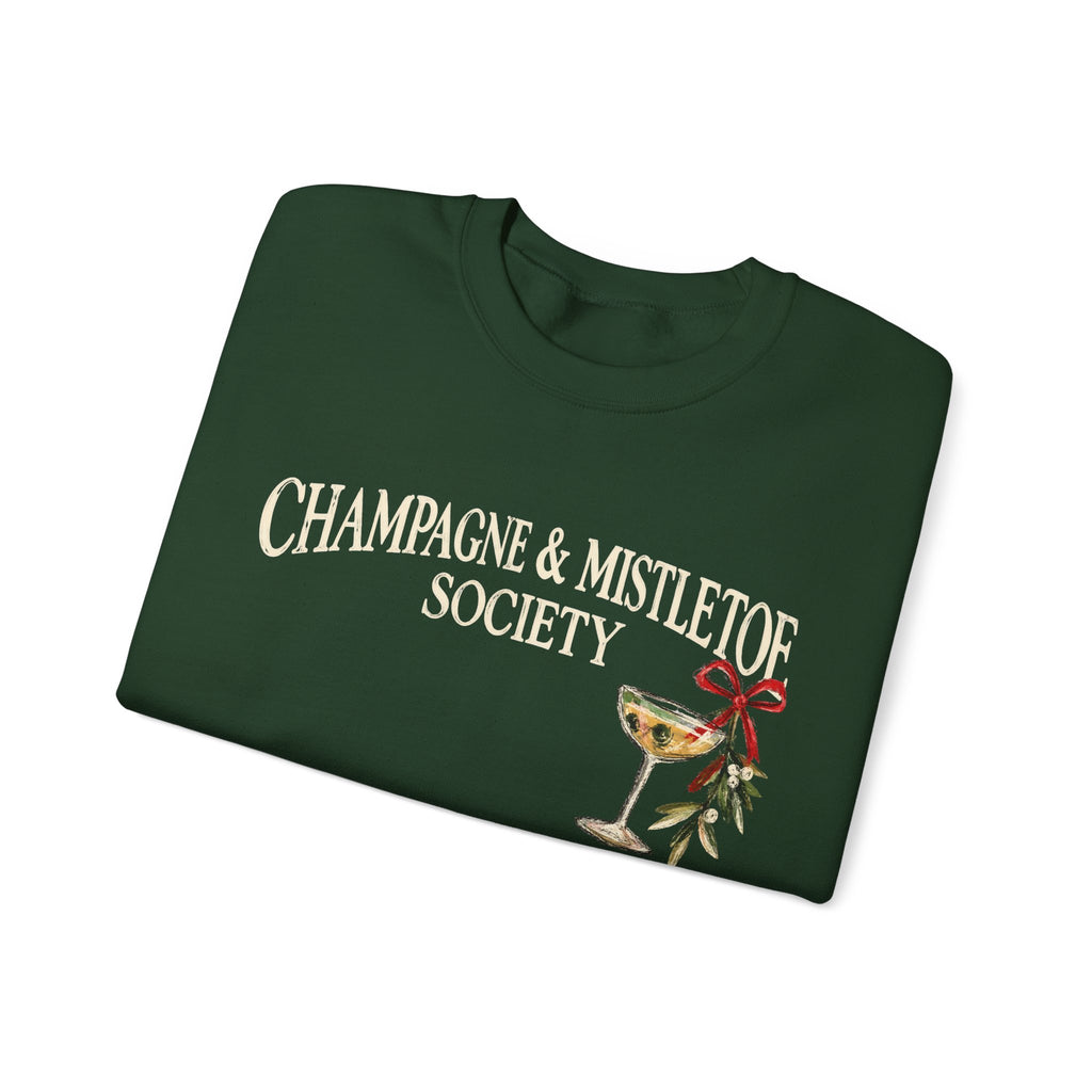 Champagne & Mistletoe Holiday Graphic — Crewneck Sweatshirt