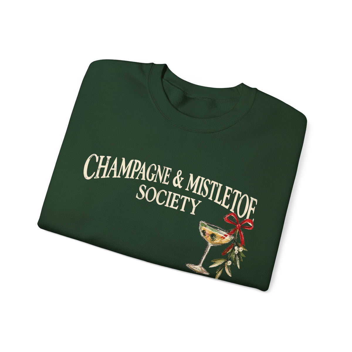 Champagne & Mistletoe Holiday Graphic — Crewneck Sweatshirt