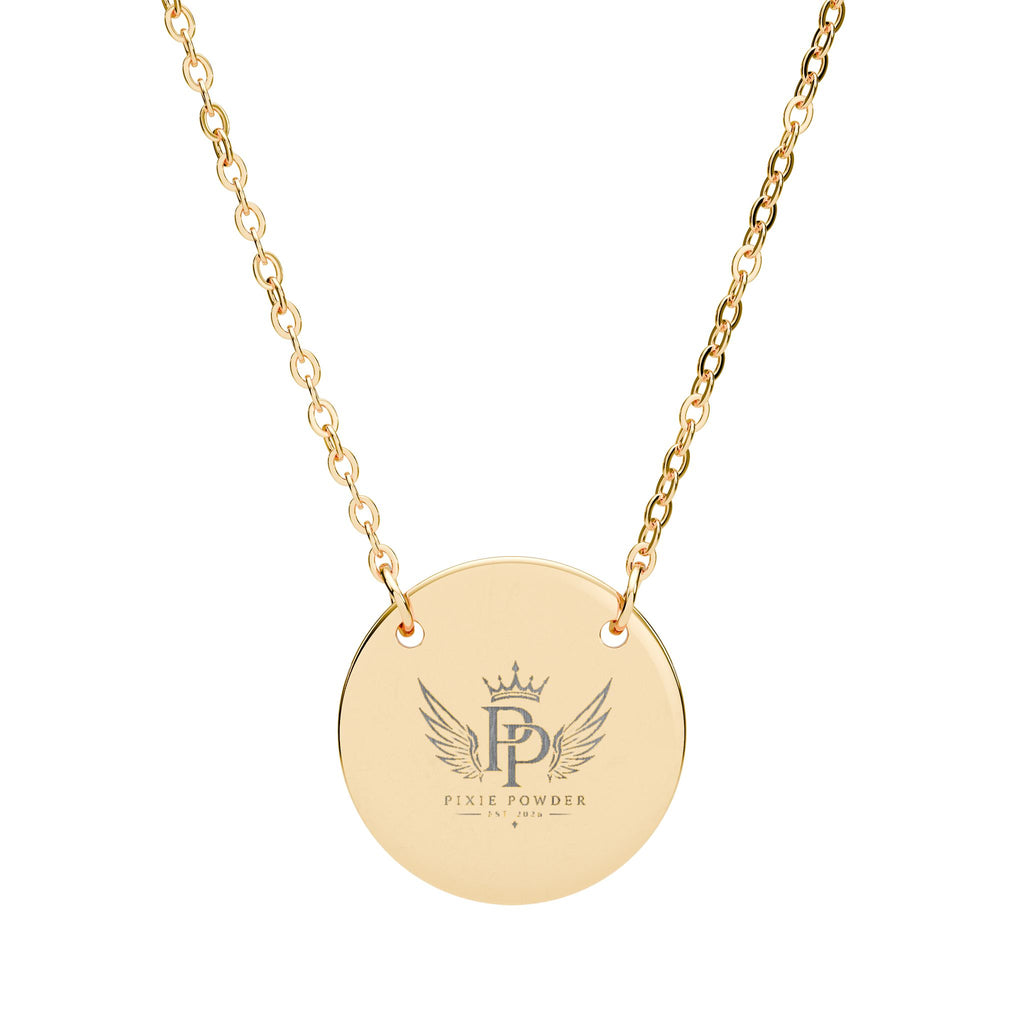 Engraved Circle Pendant Necklace — Pixie Powder Crown & Wings