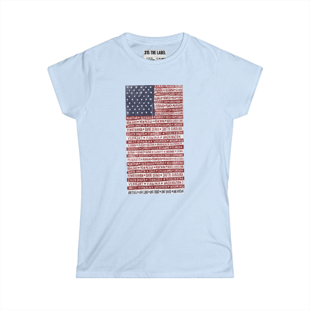 17. 50 States Flag Sunrise Fourth of July Women's Tee, Summer Shirt, Patriotic Apparel, 4th of July Celebration, Independence Day Outfit, Casual Style