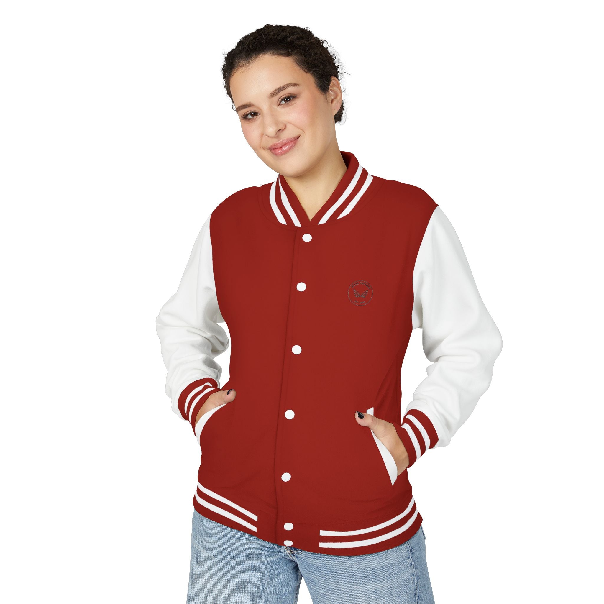 Varsity Letterman Jacket — Classic Red & White Retro School Jacket