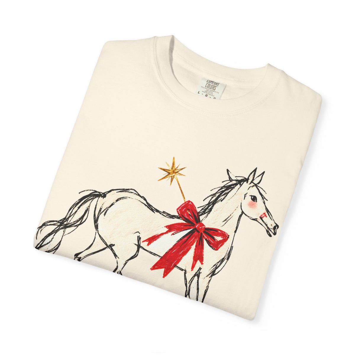 Christmas December 1987 Horse Tee — Vintage Holiday Horse T-Shirt with Red Bow