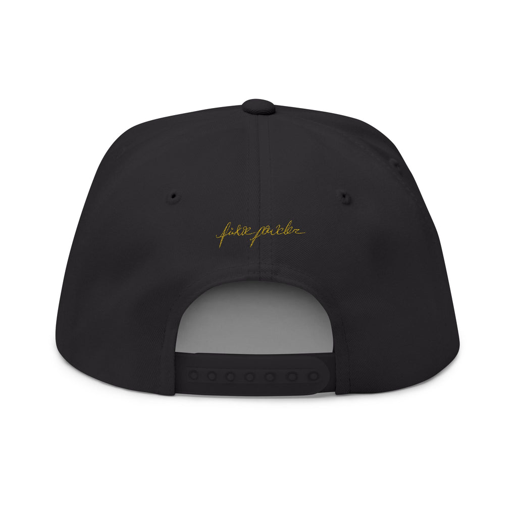 Embroidered Gold Crown Wing Snapback Cap — Monogram 'P' Flat Bill Hat