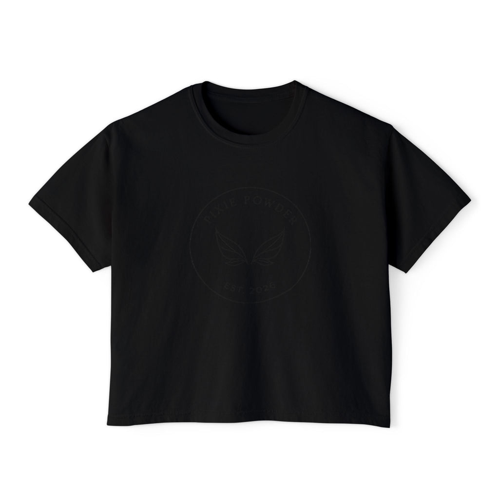 Pixie Powder Boxy Tee — Women's Fairy Logo Crop T-Shirt
