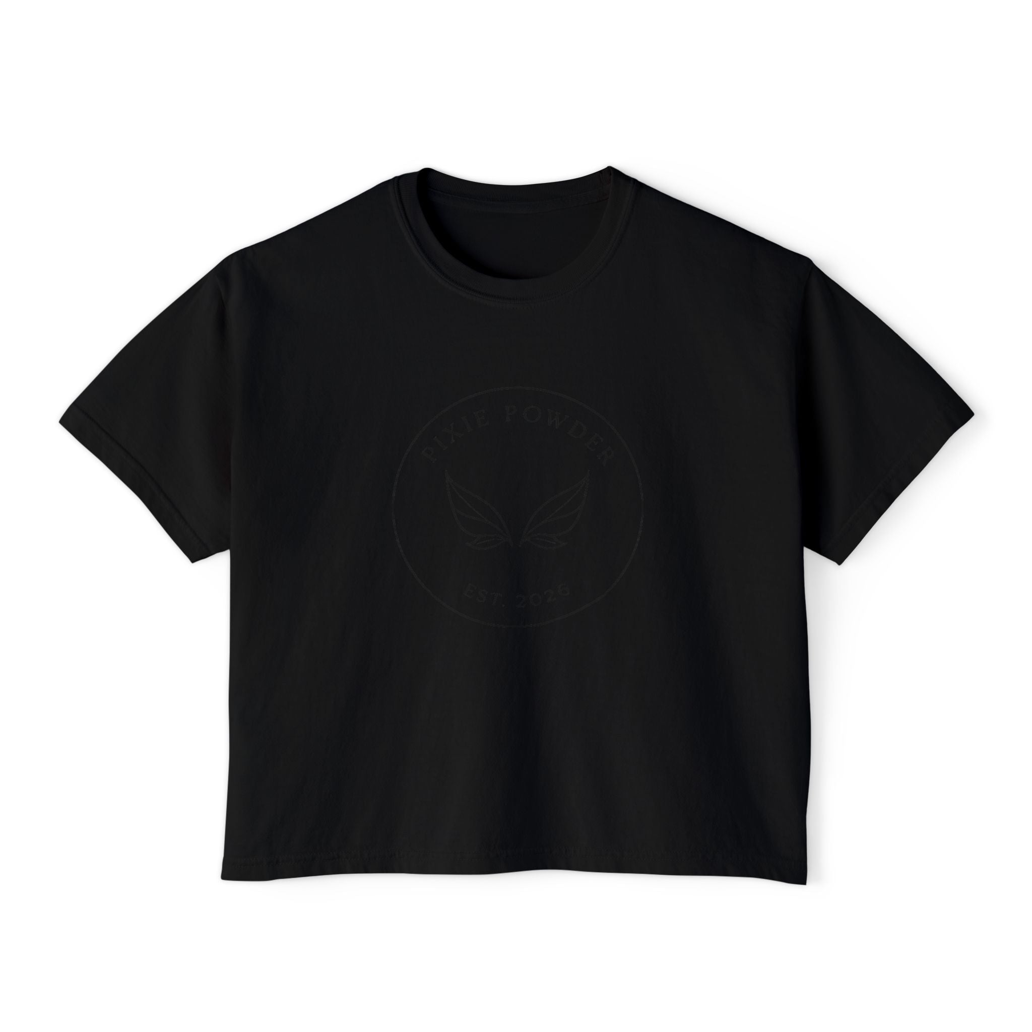 Pixie Powder Boxy Tee — Women's Fairy Logo Crop T-Shirt