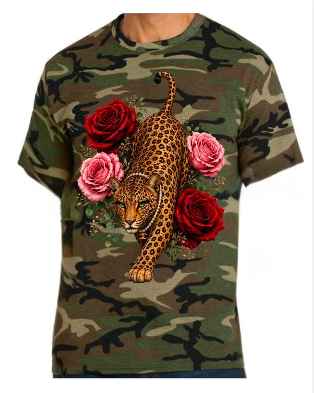 Leopard & Roses Camo T‑Shirt