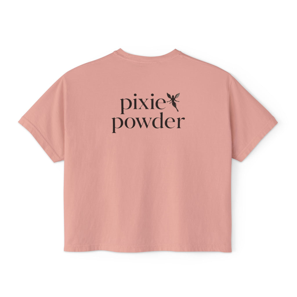 Pixie Powder Boxy Tee — Women's Fairy Logo Crop T-Shirt