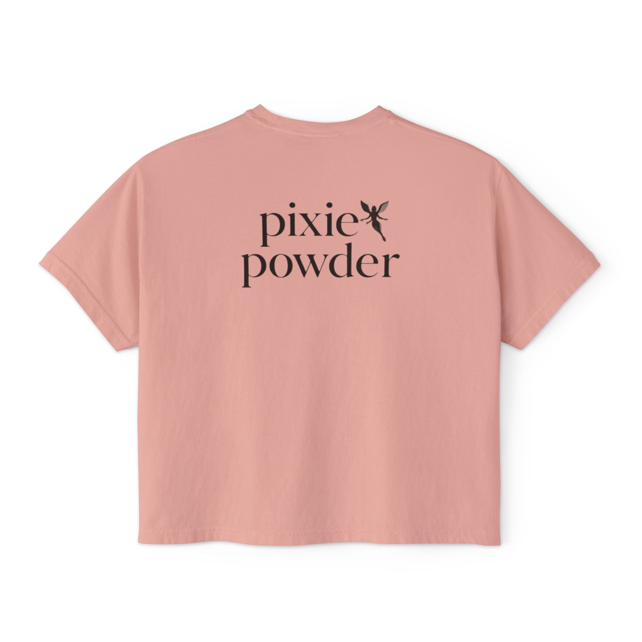 Pixie Powder Boxy Tee — Women's Fairy Logo Crop T-Shirt