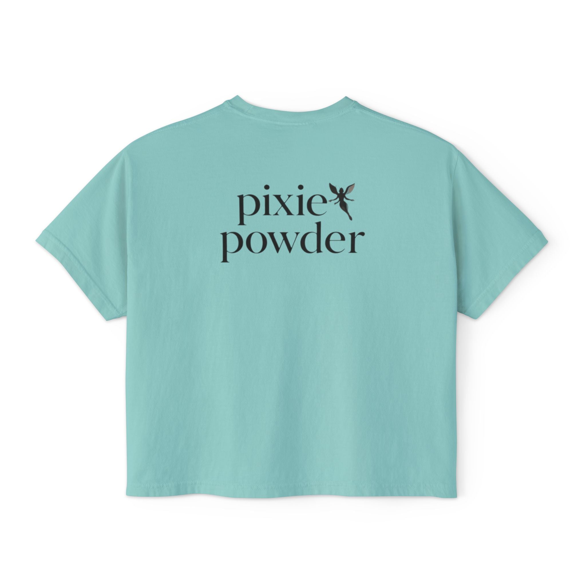 Pixie Powder Boxy Tee — Women's Fairy Logo Crop T-Shirt