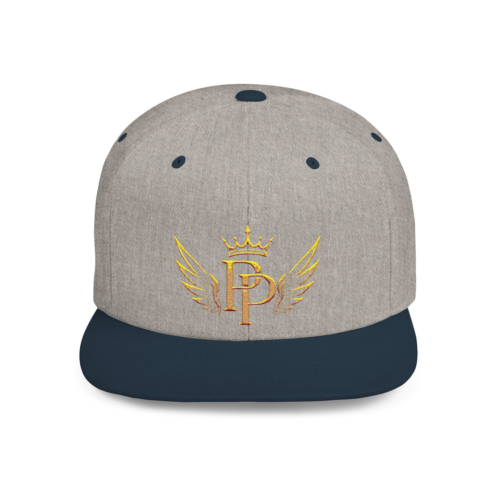 Snapback Hat — Gold Crown & Wings Monogram "P" Embroidered Flat Bill