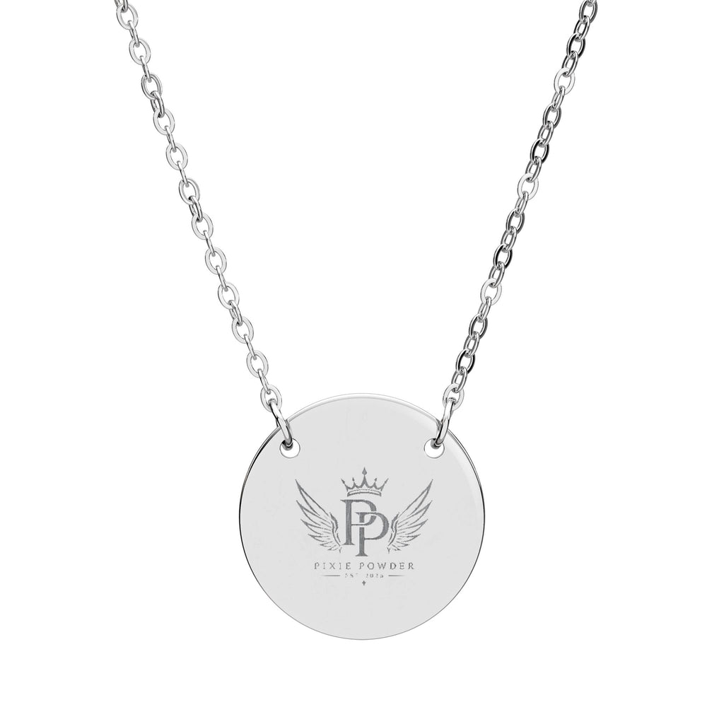 Engraved Circle Pendant Necklace — Pixie Powder Crown & Wings