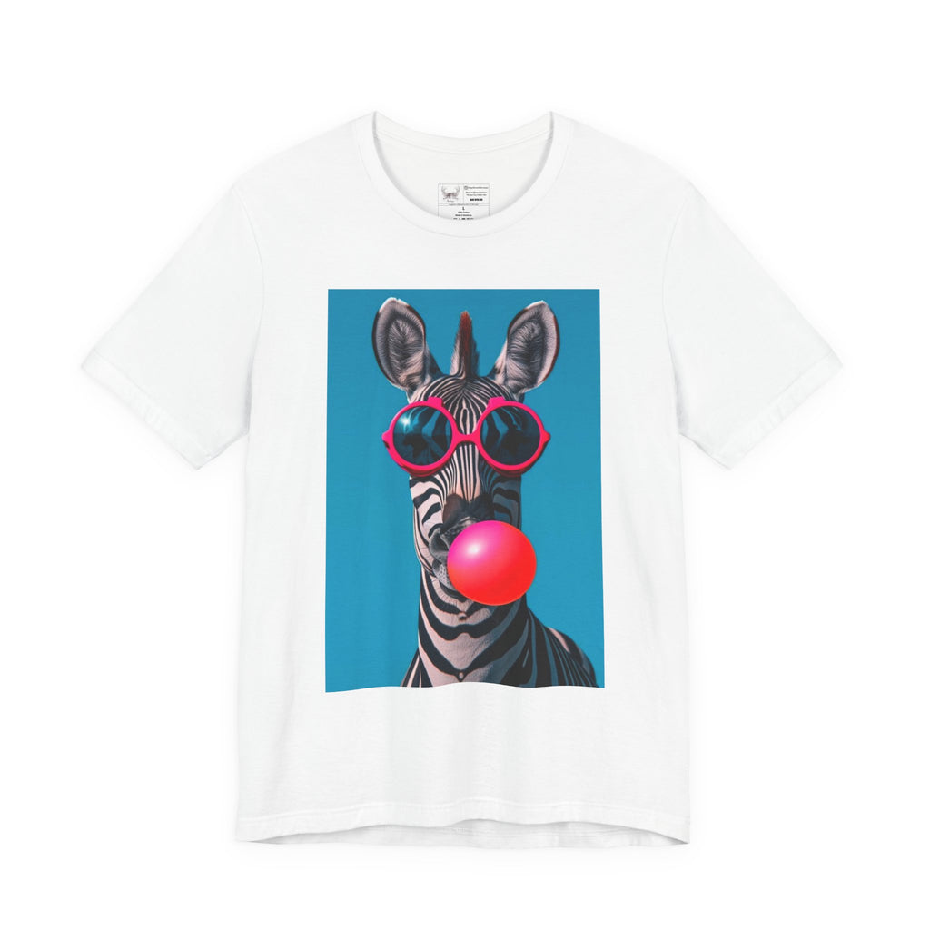 Zebra with bubble gum