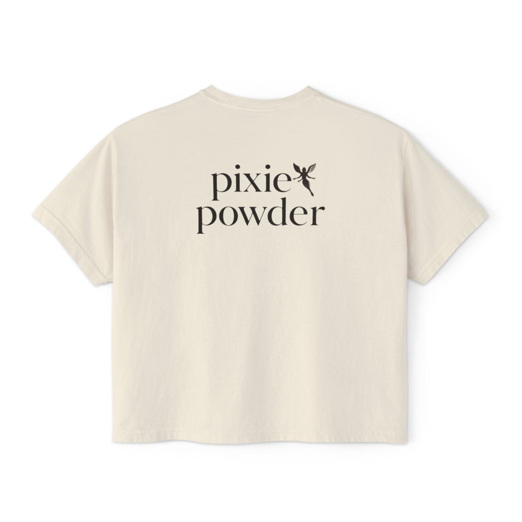 Pixie Powder Boxy Tee — Women's Fairy Logo Crop T-Shirt