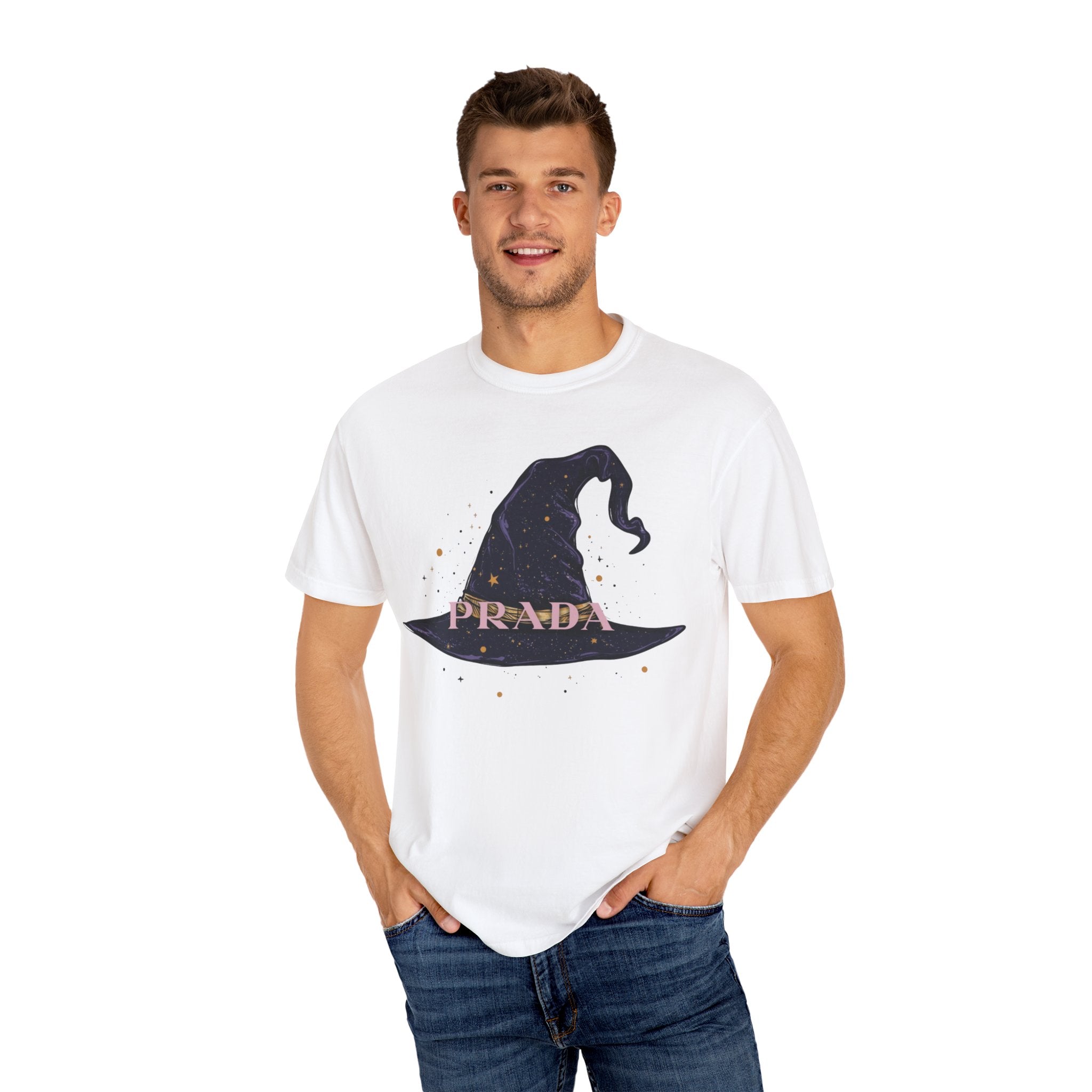 Chic Witchy Hat T-Shirt | Cute Halloween Top, Casual Tee, Vintage Style, Gift for Ghost Lovers, Unisex Clothing