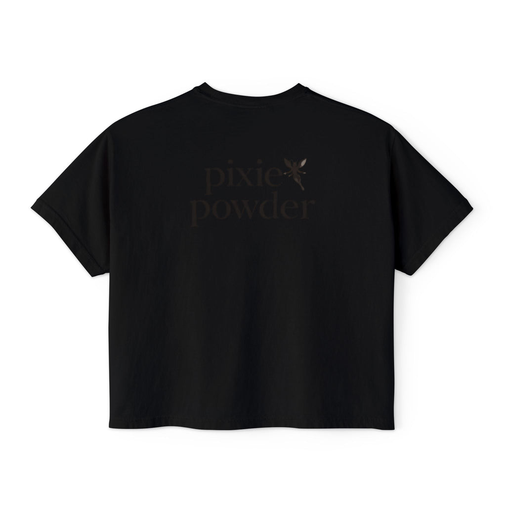 Pixie Powder Boxy Tee — Women's Fairy Logo Crop T-Shirt