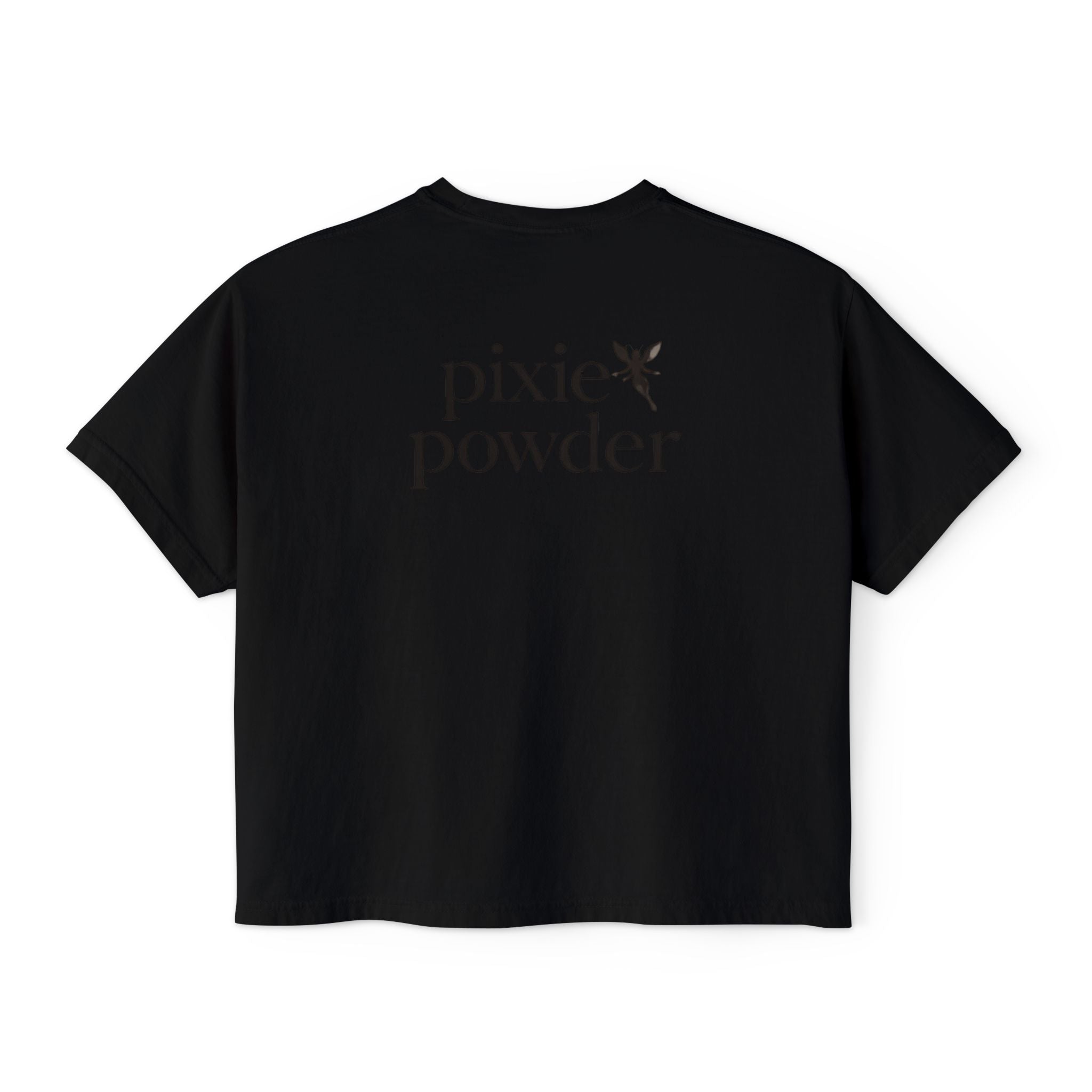 Pixie Powder Boxy Tee — Women's Fairy Logo Crop T-Shirt