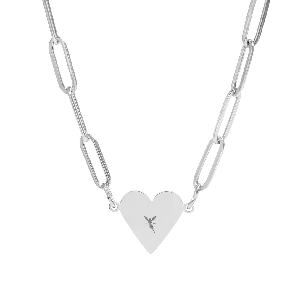 Engravable Paperclip Heart Necklace — Personalized Heart Pendant