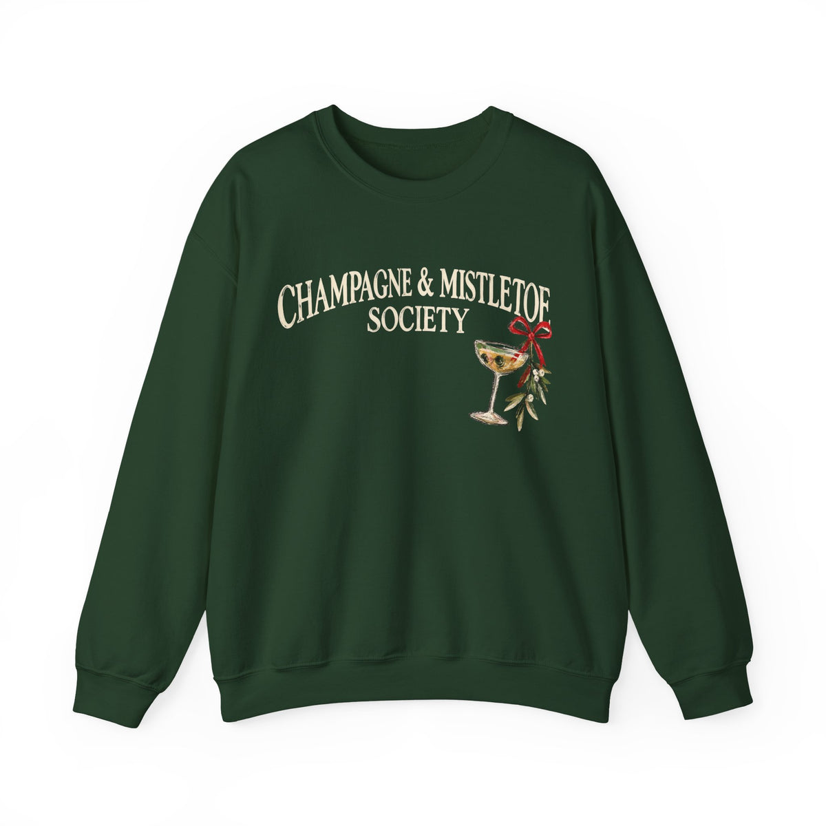 Champagne & Mistletoe Holiday Graphic — Crewneck Sweatshirt