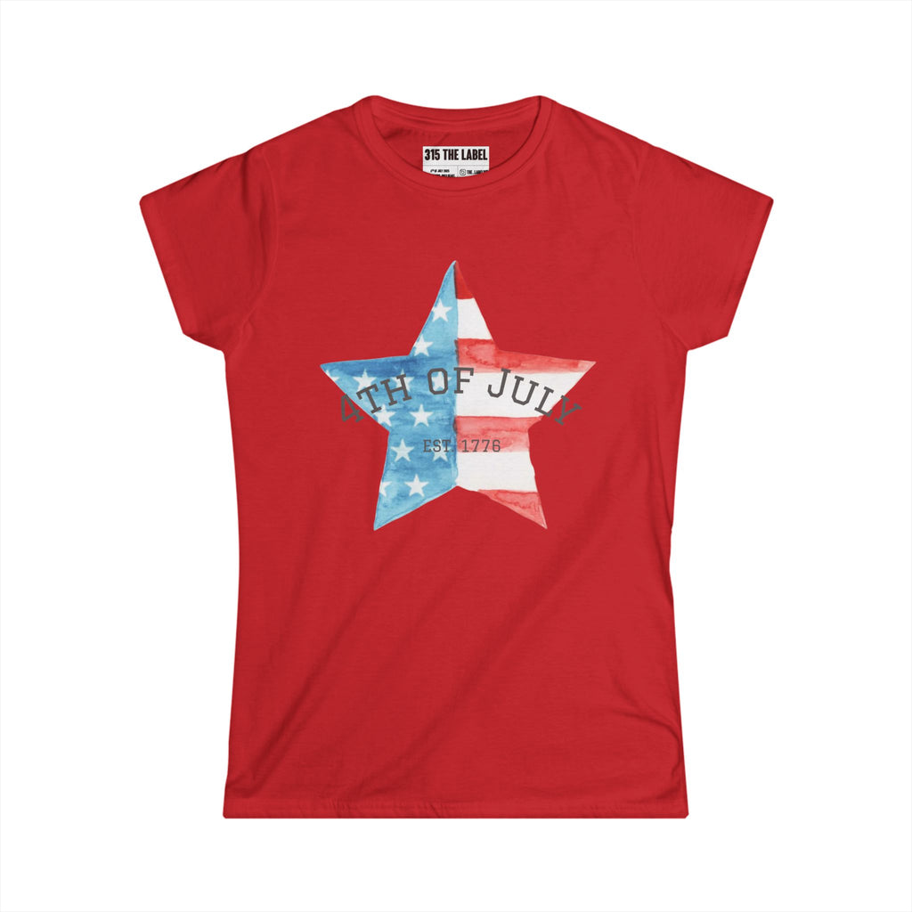 19. Water Color Star Fourth of July Women's Tee, Summer Shirt, Patriotic Apparel, 4th of July Celebration, Independence Day Outfit, Casual Style