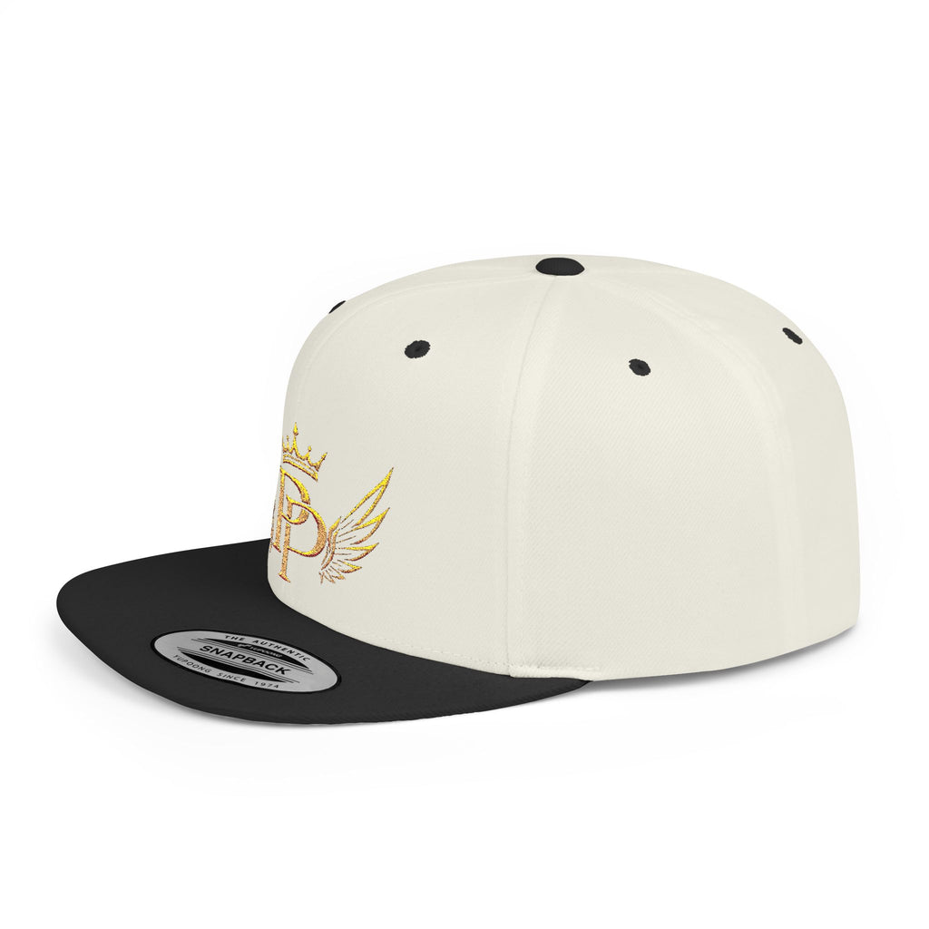 Snapback Hat — Gold Crown & Wings Monogram "P" Embroidered Flat Bill