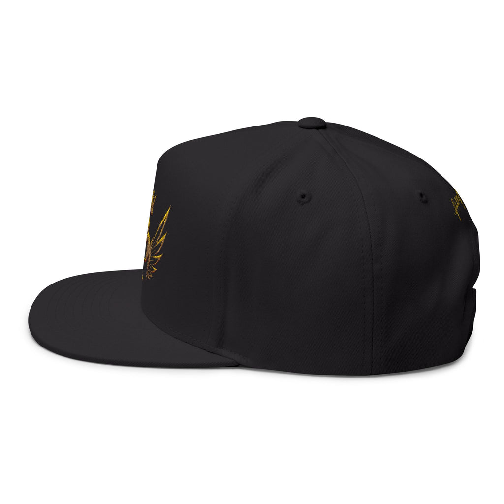 Embroidered Gold Crown Wing Snapback Cap — Monogram 'P' Flat Bill Hat