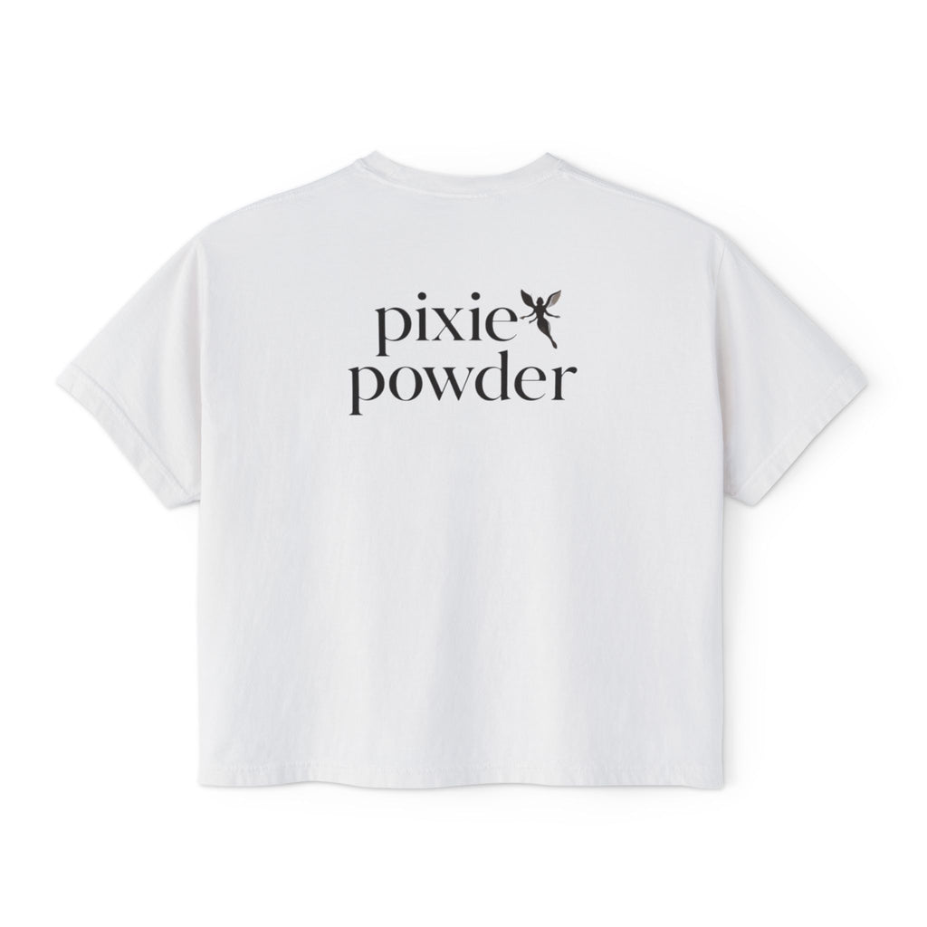 Pixie Powder Boxy Tee — Women's Fairy Logo Crop T-Shirt